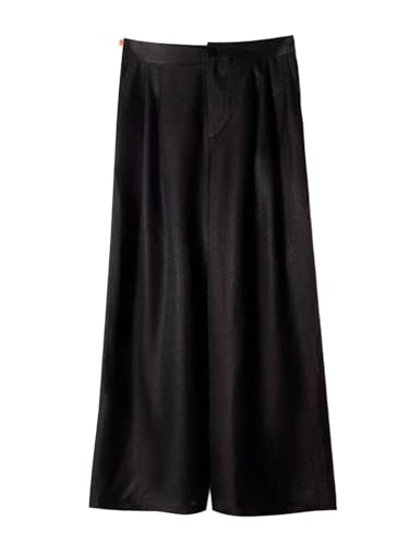 Pantalon palazzo en soie parfumée luxe jacquard noir pour femme élégante