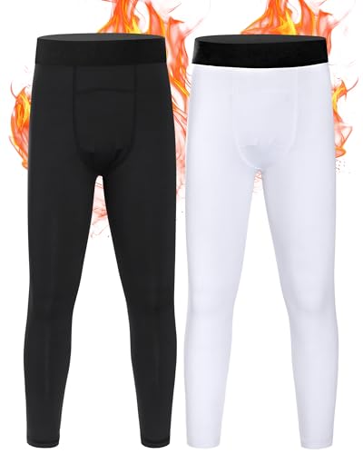 Boys' Compression Pants, Kids Football Thermal Leggings Base Layer, Youth Tights for Sports Basketball Cold Weather