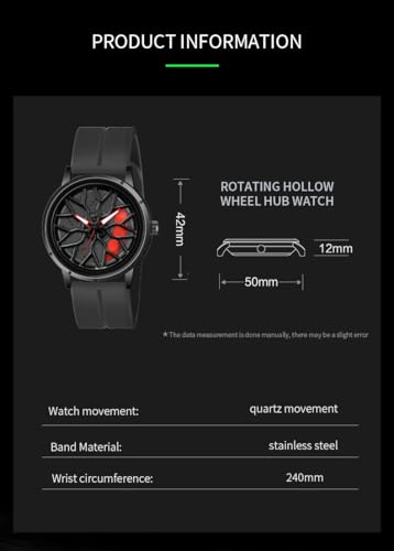 Image of Shocknshop RevolveX Rotating Hollow Wheel Hub Creative Fashion Analog Silicone Magnetic Strap Wrist Watch for Men Boys -WCH368