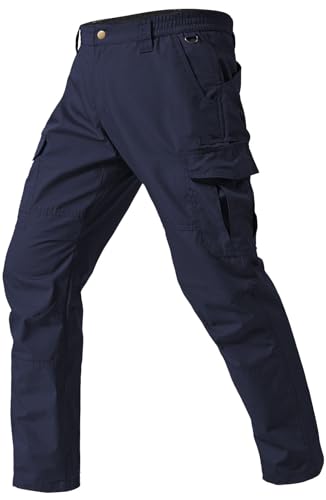 Image of Mens Cargo Work Pants Durable Ripstop Tactical Pants with 7 Pockets Outdoor Water Resistant Hiking Woking Construction Pants
