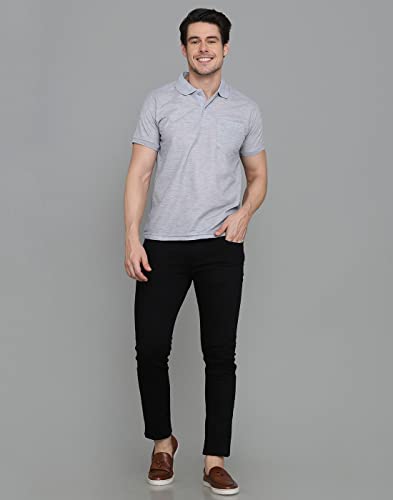 Image of INKKR Men's Polo Neck Half Sleeve Cotton Blend Regular Fit T-Shirt With Pocket