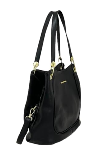 bolsa grande de ombro em couro pu com 3 compartimentos