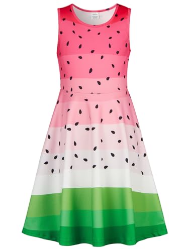 uideazone Girls' Fruit Dresses A-Line Pleated Flared Party Sling Dresses