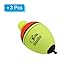 PATIKIL 3.5oz Lighted Fishing Slip Bobbers, 3 Pack EVA Green Red LED Light Up Fishing Float for Night Fishing, Yellow