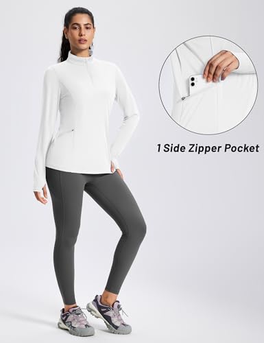 MAGCOMSEN 1/4 Zip Pullover Women Long Sleeve Quarter Zip UPF 50+ Sun Shirts with Pocket Quick Dry Athletic Workout Tops3