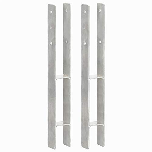 2 pcs Fence Anchors Galvanised Steel Outdoor Socket 7x6x60 cm by BIGTO