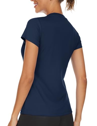 TACVASEN Workout Tops for Women UPF 50+ Sun Protection V-Neck T Shirts Short Sleeve Quick Dry Athletic Running Shirts2