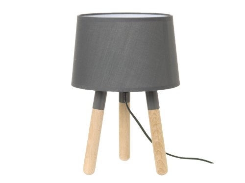 Leitmotiv lámpara de mesa madera Orbit, Paraguas Gris Oscuro