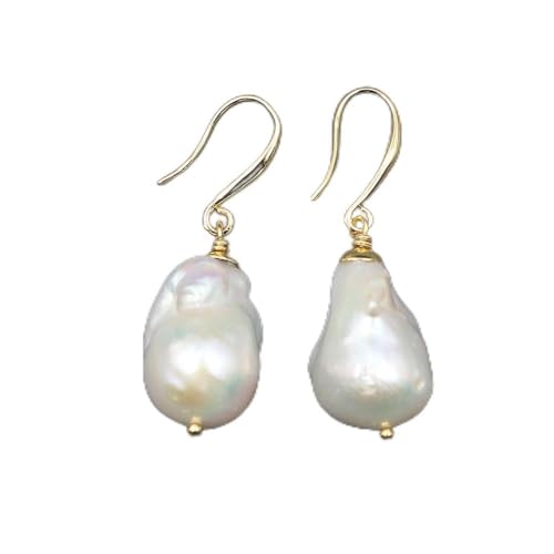 MQXFCZUX Freshwater Cultured White Keshi Baroque Pearl Necklace Bracelet Earrings Sets For Women Lady Fashion (Earrings)