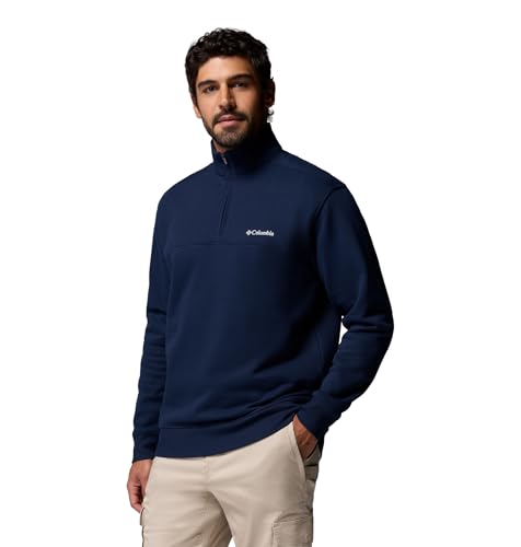 Image of Columbia Men's Hart Mountain II Half Zip Fleece Jacket Collegiate Navy | Pullover Jacket, Lightweight Fleece, Stretch Material, Extended Fit Available
