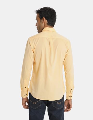Image of U.S. POLO ASSN. Men Peach Solid Cotton Casual Shirt