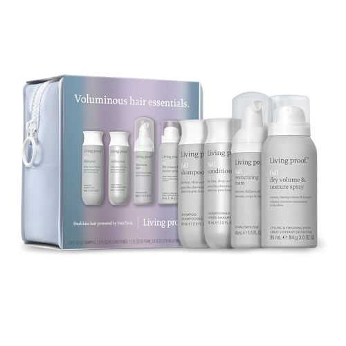 Living Proof Fine Thin or Flat Hair Starter Kit - Travel Size Full Shampoo Conditioner Texture Foam and Dry Volume & Texture Spray ($76 value)