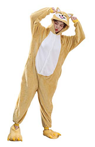 Preisvergleich Produktbild FunnyCos Einteiler für Erwachsene, Tier-Pyjama, Unisex, Halloween, Cosplay, Kostüm, Loungewear Gr. M(Höjd 158 / 167 cm), Shiba Lnu