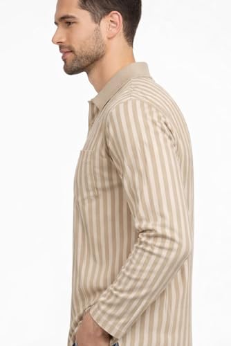 Image of SANE ORIGINALS Full Sleeves Polo T-Shirt for Men with Pocket || Stripe Collar and Pocket T-Shirt for Men Long Sleeves