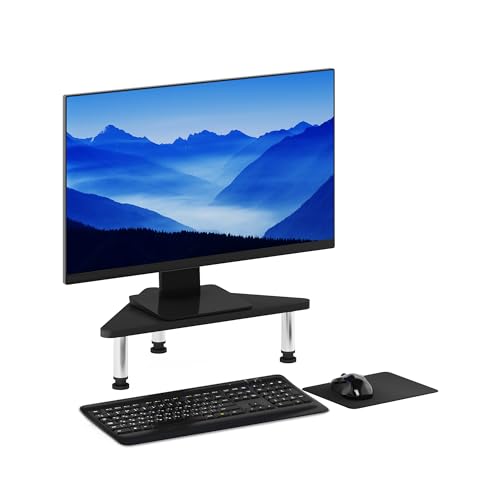 Furinno Turn-N-Tube Corner Monitor Riser Stand with Stainless Steel Tubes, Americano - image 1