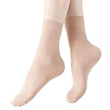 Fitu Women's 10 Pairs Pack Nylon Ankle Tights Hosiery Socks (Beige) One Size Beige