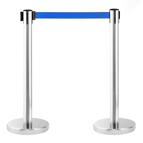 PINNERS Poste Separador Cinta Extensible 3 metros (2uds), Postes Separadores, Cinta No Pasar, Cinta Delimitadora, Poste Cinta Extensible Retráctil, Cinta Prohibido el Paso, Barrera Extensible 3 m