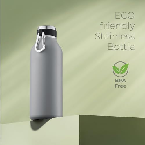 Image of SipX 32 oz Stainless Steel Insulated Water Bottle with Leakproof Lid & Carry Hook - Triple Insulated - Cold 24 Hours /Hot 12 Hours - Perfect for Gym, Work, Sports, Travel - Grey