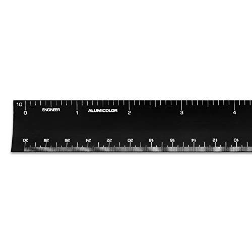 Image of Alumicolor 6-inch Aluminum Engineer Hollow Scale for School, Office, Art and Drafting, 6IN, Black (Pack of 2)