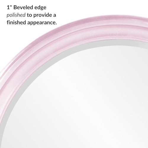 Image of Howard Elliott Collection George Round Glossy Lilac Wall Mirror, Bevelled Vintage Hanging Wood Framed Vanity Mirrors for Home Decor, Living Room, Bathroom, Bedroom, or Hallway, 36 Inch Round