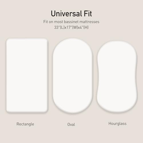 Image of Gllquen Baby Bassinet Sheets 2 Pack, 100% Organic Cotton Bassinet Fitted Sheets for Girls Boys, Soft & Breathable Unisex Baby Mattress Sheet for Standard Bassinets 33 inchx17 inch(White)