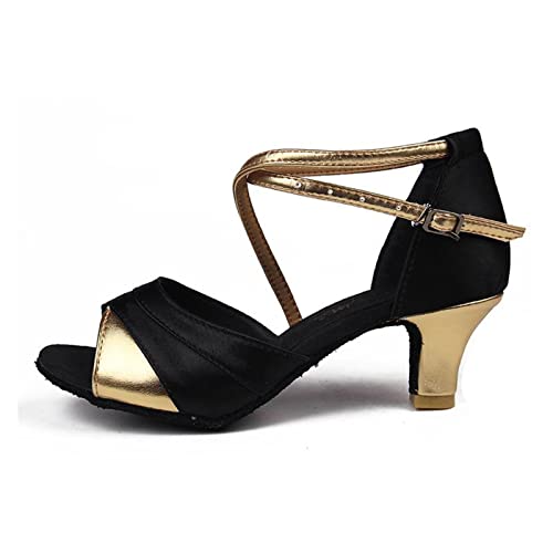 Chaussures de danse latine dorées à talons hauts pour tango et samba