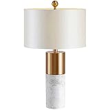 ABGRC Lampka nocna Europejska lampa stołowa, wysokiej jakości marmurowa lampa biurkowa z abażurem z tkaniny, wysokiej jakości metalowa lampa nocna