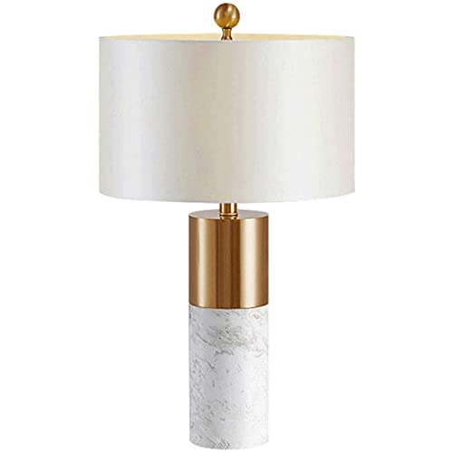 ABGRC Lampka nocna Europejska lampa stołowa, wysokiej jakości marmurowa lampa biurkowa z abażurem z tkaniny, wysokiej jakości metalowa lampa nocna