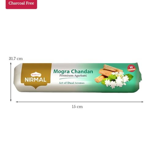 Image of Shubhkart Nirmal Mogra Chandan Premium Agarbatti Sticks | Charcoal Free Muttha Incense for Puja, Meditation & Aromatic Environment | Long Lasting Floral Fragrance for Stress Relief | 250g