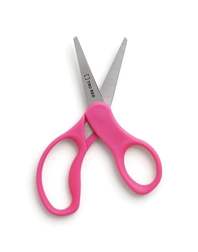 TRU RED TR55053 Tesoura infantil de ponta pontiaguda, resistente, mão direita e leve