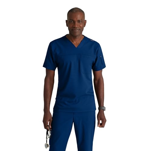 BARCO Grey's Anatomy Spandex Stretch Direct - Rapid Scrub Top for Men, V-Neck Men's Scrub Top