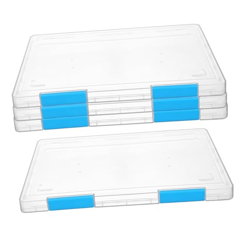 DOITOOL 4pcs Paper Storage Box Clear Desktop Organizer with Lid Transparent Document Holder for Office Supplies Space-Saving File Container for Easy Access and Organization