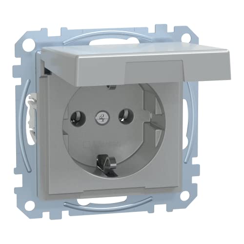Prise SCHUKO Merten clapet Système M aluminium encastrable - 2