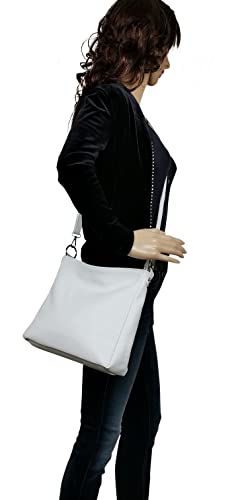 AMBRA Moda GL35 - Damen Handtasche Schultertasche Umhängetasche aus genarbtem Rindsleder (Rosa Nude)