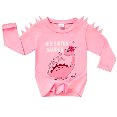 Big Sister Shirt for Toddler Girls Long Sleeve Tops Promoted to Big Sister Clothes Little Baby Announcement Outfits