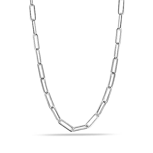 LeCalla 925 Sterling Silver Italian Paperclip Chain Necklace for Teen Women and Men (18, 20, 24, 36 Inches)