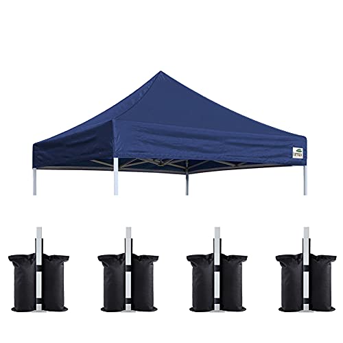 Image of Eurmax USA 8x8 Pop Up Canopy Replacement Top,Universal Instant Canopy Cover ONLY,Heavy Duty UPF 50+ UV Protection,Water & Wind Resistant Tarp,30+ Colors Available,Bonus 4 Sand Bags(Navy Blue)