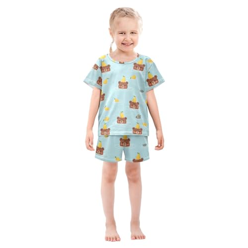 Pajama Short Sets Bears Floating with Pears Soft Cotton Summer Sleepwear 2 Piece PJS Size 5-14T4