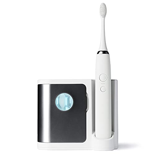 Vanity Planet Clara Ultrasonic Electric Toothbrush - Charcoal - Advanced Oral Care with UV Sanitizing Charger Base with 3 Replacement Heads - 99.9% Effective Keeping Your Teeth Clean
