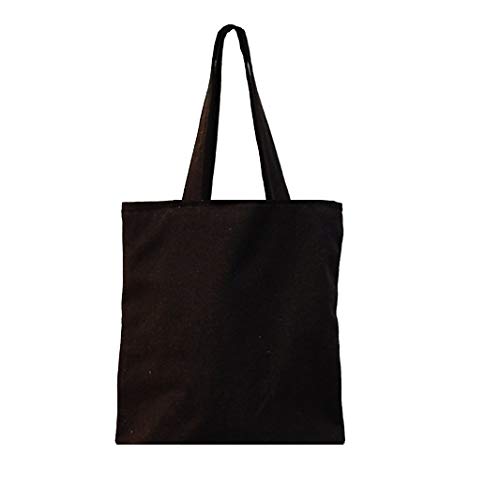 Nuni Unisex DIY Plain Solid Black Canvas Tote Bag (Small, Black/ Small Tote)