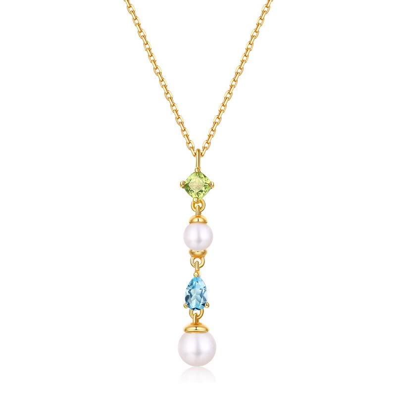 Pendentif de Perle de Topaze Bleu Ciel Naturel en argent massif pour femmes