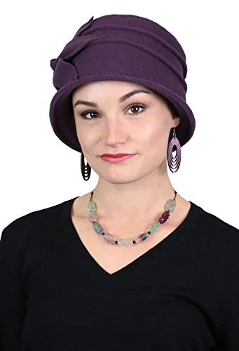 Fleece Flower Cloche Hat For Women Cancer Headwear Chemo Ladies Head Coverings (Plum) #TOP1