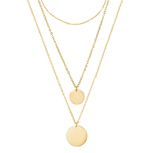 BONNYBIRD® Ketten Set Layering Kette Gold Damen Edelstahl mit Plättchen...