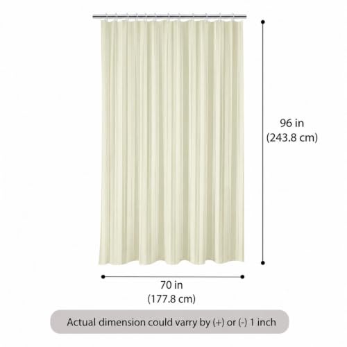 Image of Wakefit Shower Curtain 8 Feet | 14 Free Hooks | No Plastic Smell | Waterproof Bathroom Curtain | Curtain for Balcony | Machine Washable | Off-White Stripes | Height 8ft & Width 6ft | Very Premium