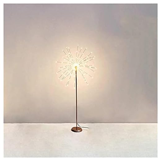 Golvlampa Fjärrkontroll Sovrum Sängkläder Golvlampa Rose Gold Tree Shape DIY White Feather Golvlampa Vardagsrum Studiedekorationer (Lampskärm Färg: Små fjädrar)