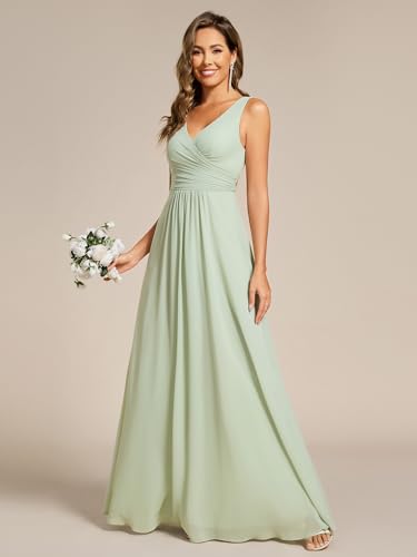 Image of Ever-Pretty Women's Elegant V Neck Pleated Sleeveless Chiffon Floor Length Bridesmaid Dresses 02355