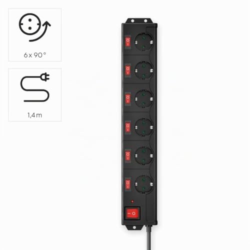 Regleta de enchufes para escritorio con interruptor individual y tomas a 90 grados 2