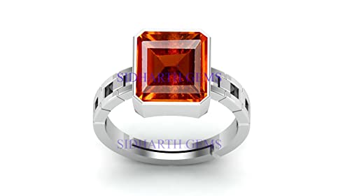 Bague en grenat hessonite de Ceylan 7 carats de qualité AA+ ajustable