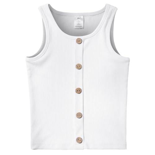 B&GCozy Girls Crop Tops Cute Button Shirt Sleevelss Yoga Dance 6-15 Year