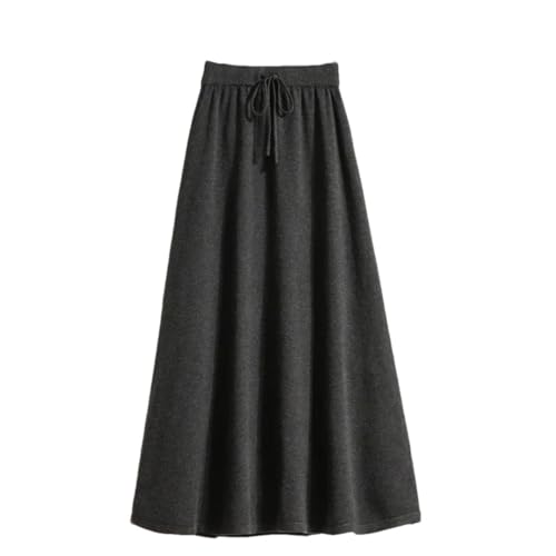 Women's Fall Winter High Waist Slim Fit Knitted Midi Skirt Elastic Waist Long Skirt